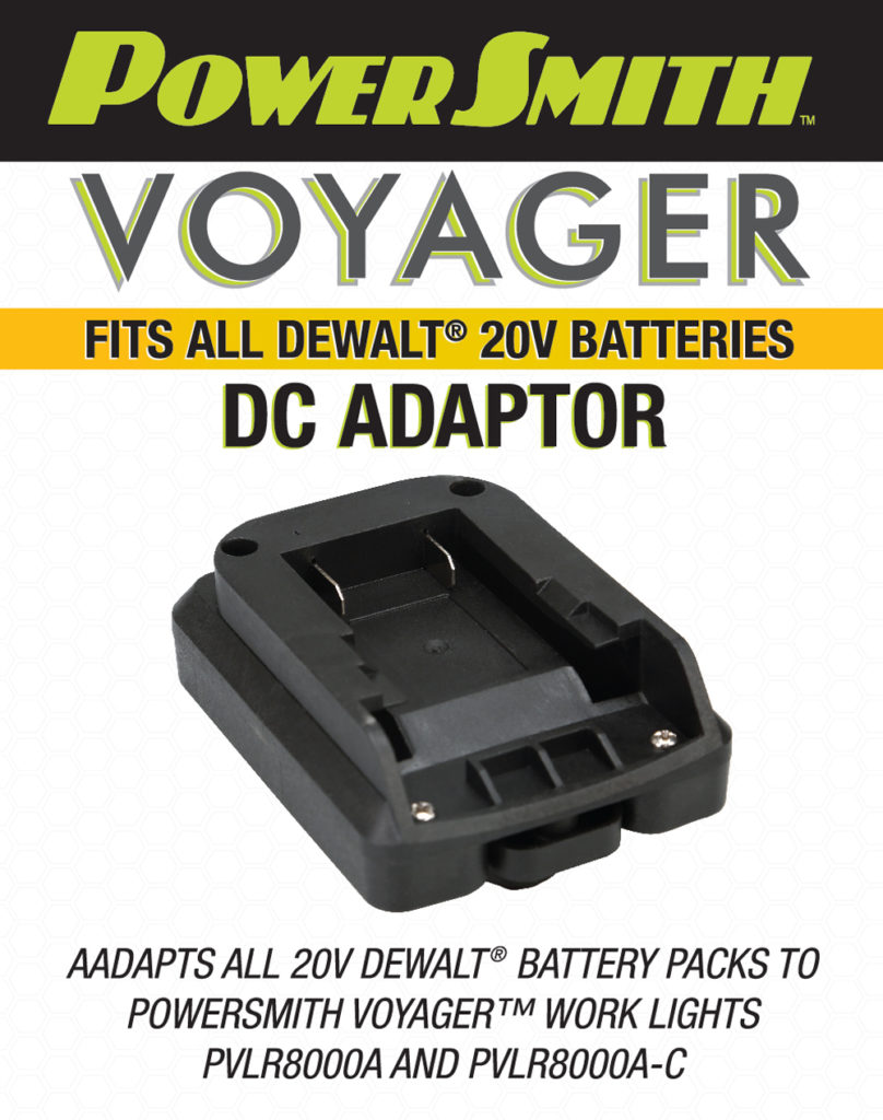 VOYAGER DC Adaptor for DeWalt 20v Batteries PowerSmith